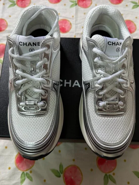 Chanel White Sneakers Sz38 - Picture 2 of 6